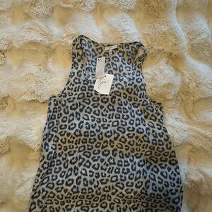 Joie Animal Print Tank Top - Black and Gray